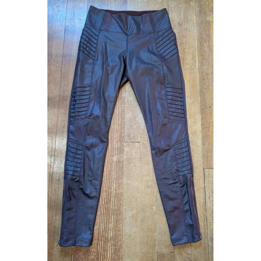 ATHLETA Delancey Gleam Moto Tight S Ankle Zip Full Length Decadent Chocolate